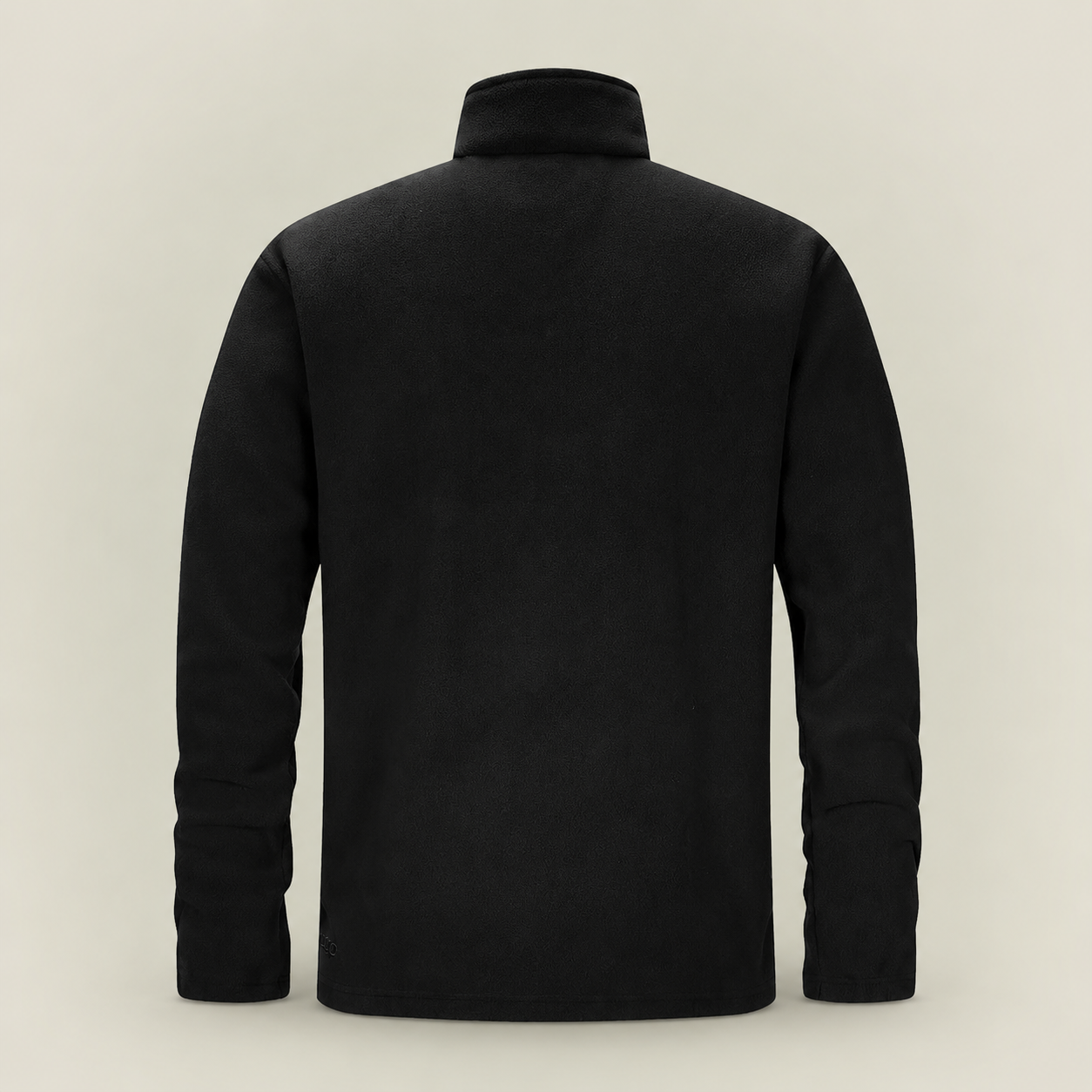 33,000ft men's full-zip fleece jacket in black, back view on a warm studio background