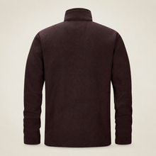 33,000ft men's full-zip fleece jacket in brown, back view on a warm studio background