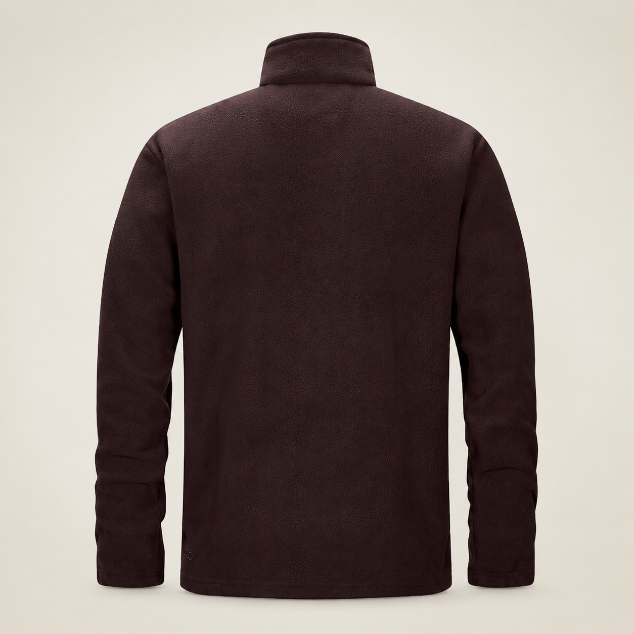33,000ft men's full-zip fleece jacket in brown, back view on a warm studio background