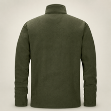 33,000ft men's full-zip fleece jacket in green, back view on a warm studio background