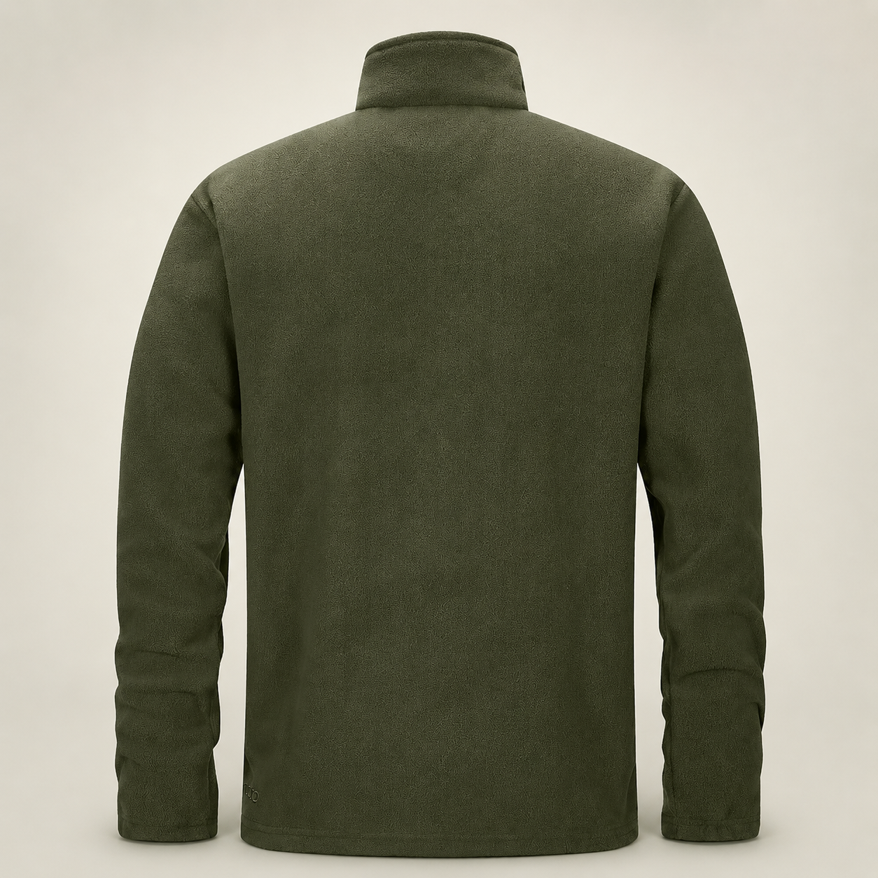 33,000ft men's full-zip fleece jacket in green, back view on a warm studio background