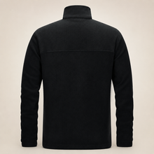 33,000ft men's fleece jacket in black, back view on a warm studio background