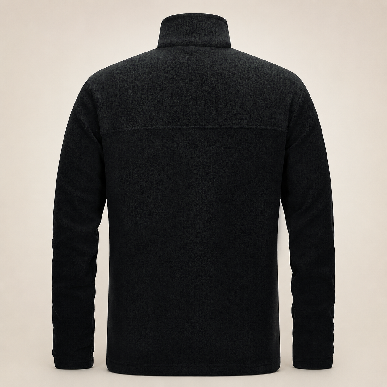33,000ft men's fleece jacket in black, back view on a warm studio background