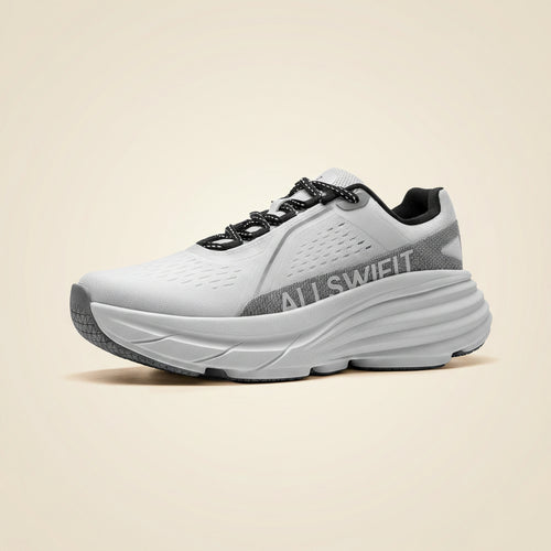 ALLSWIFIT Active 5K women’s white and grey running shoe side profile