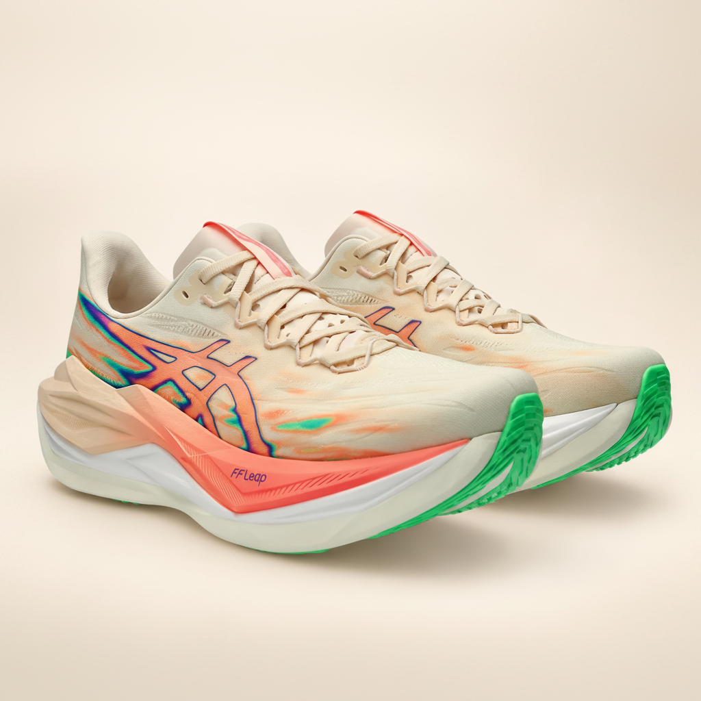 ASICS Superblast 3 Cream/Coral – angled front view