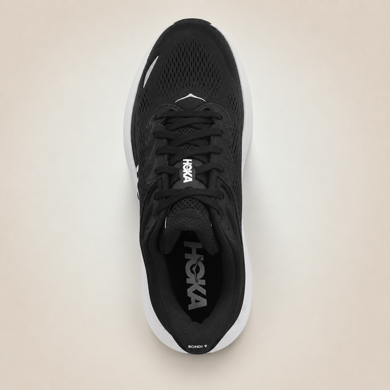 Men’s Black HOKA Bondi 9 — top view
