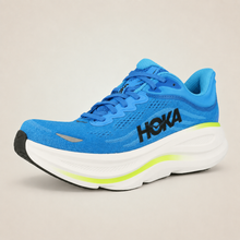 Men’s Blue HOKA Bondi 9 — front three-quarter view