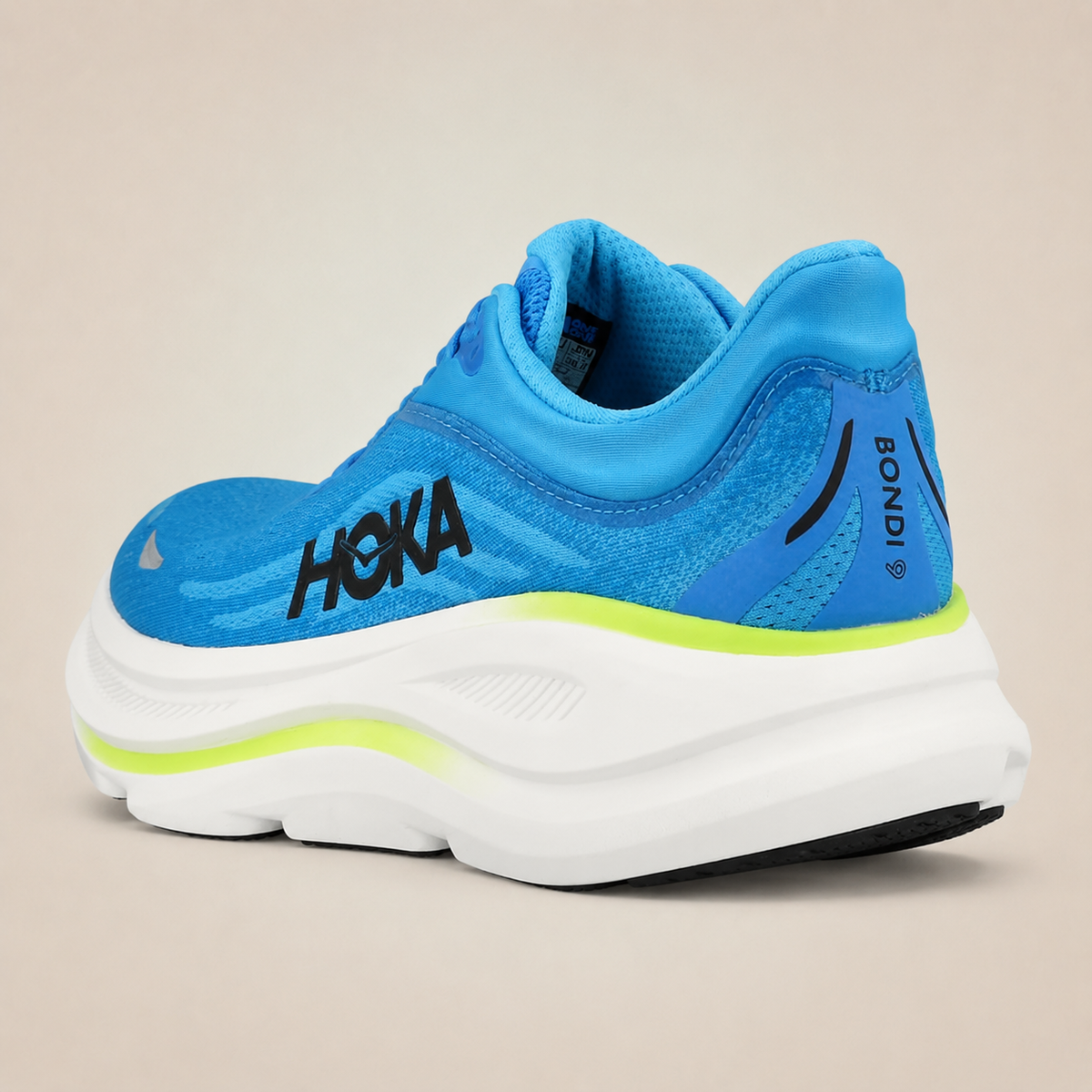 Men’s Blue HOKA Bondi 9 — rear three-quarter view