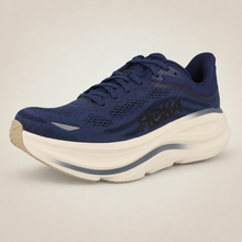 Men’s Navy HOKA Bondi 9 — front three-quarter view
