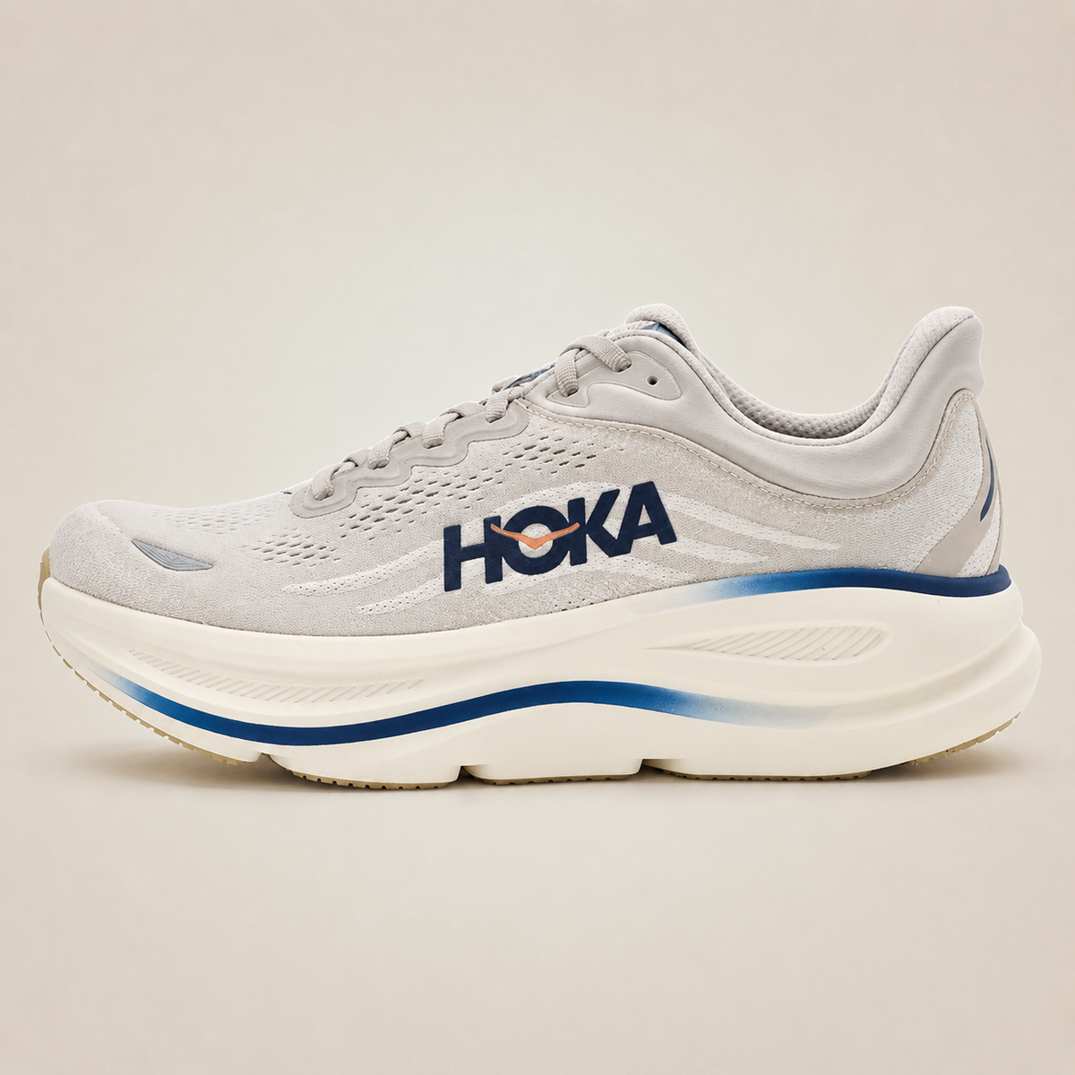 Men’s White HOKA Bondi 9 — outer side view