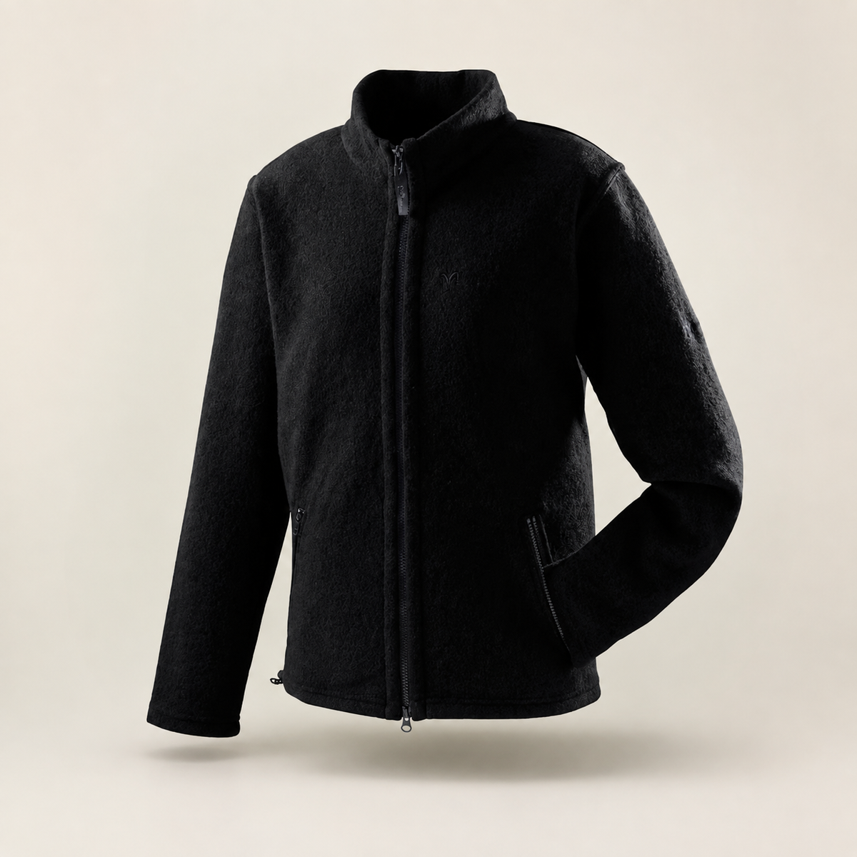 Mufflon W100 Mu-Jim wool jacket — Black, front studio view