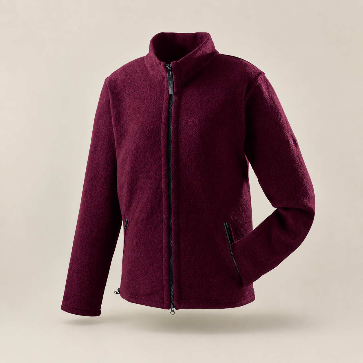Mufflon W100 Mu-Jim wool jacket — Dark Red, front studio view