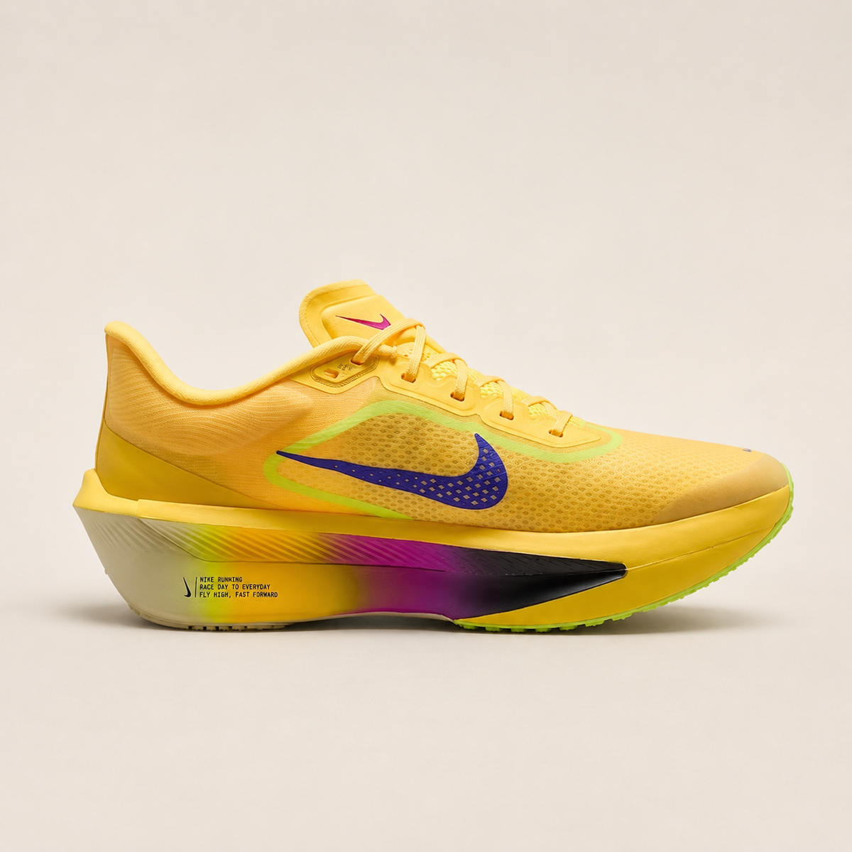 Nike Zoom Fly 6 pastel light yellow — inner-side studio view