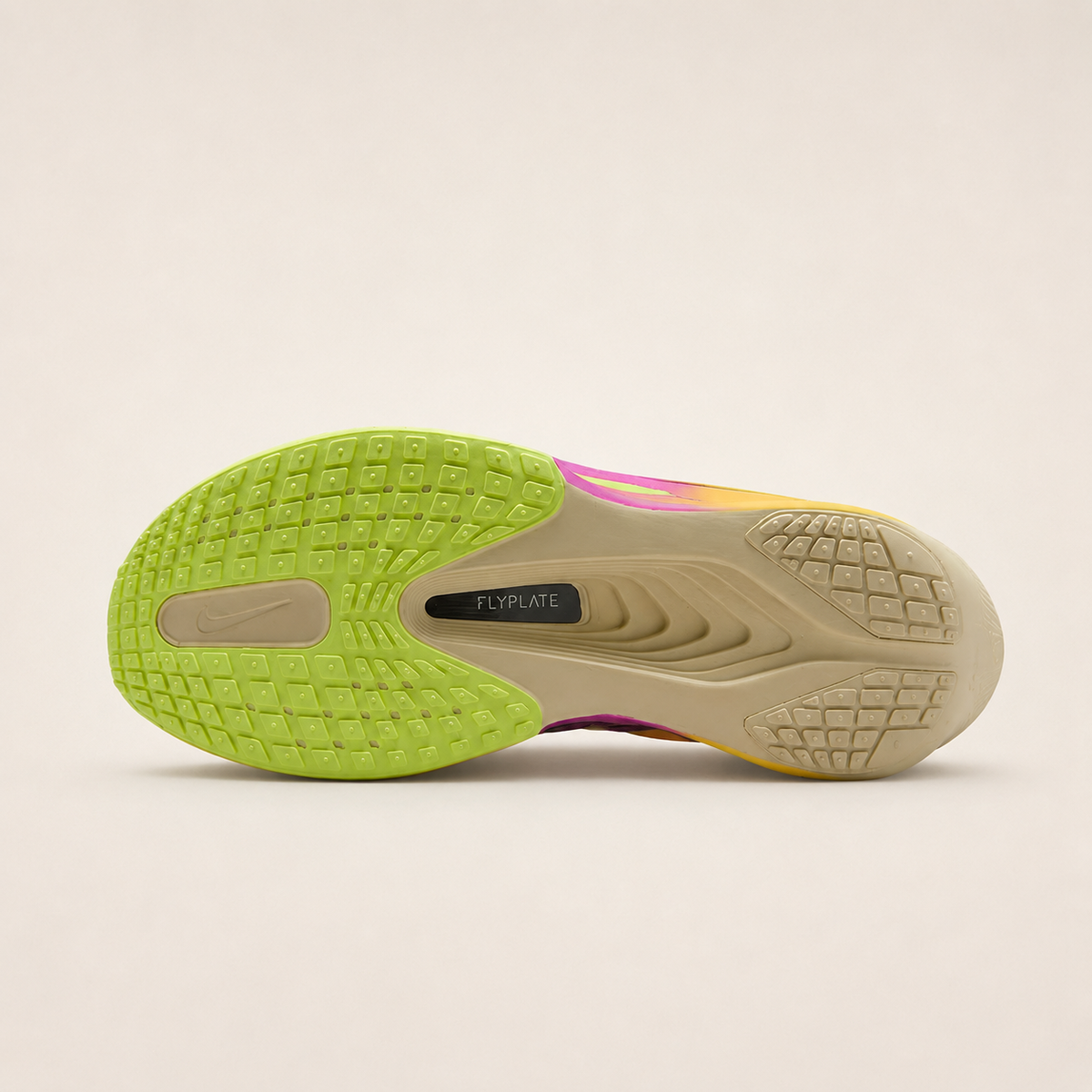 Nike Zoom Fly 6 pastel light yellow — outsole studio view