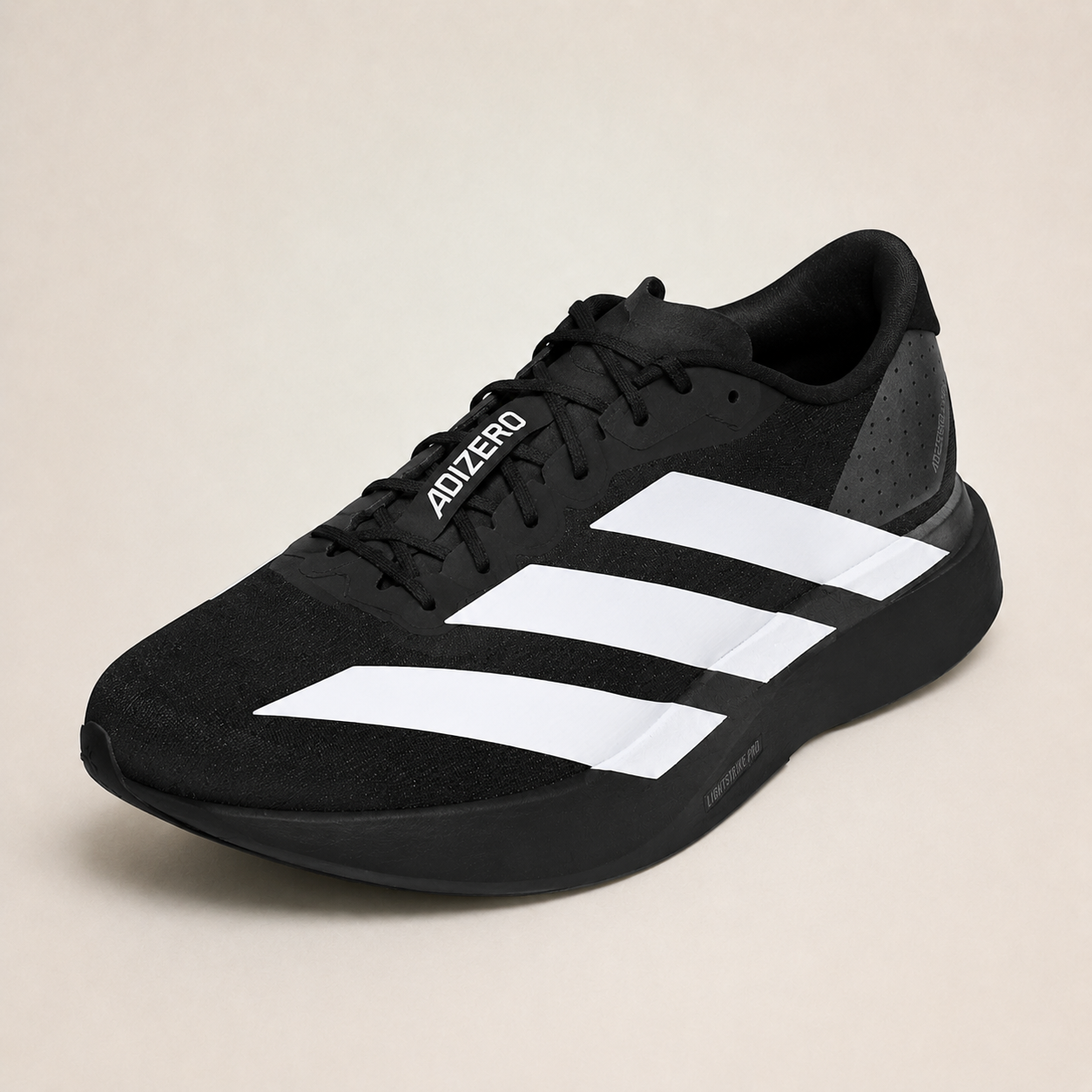 Adidas Adizero EVO SL Black — front studio view