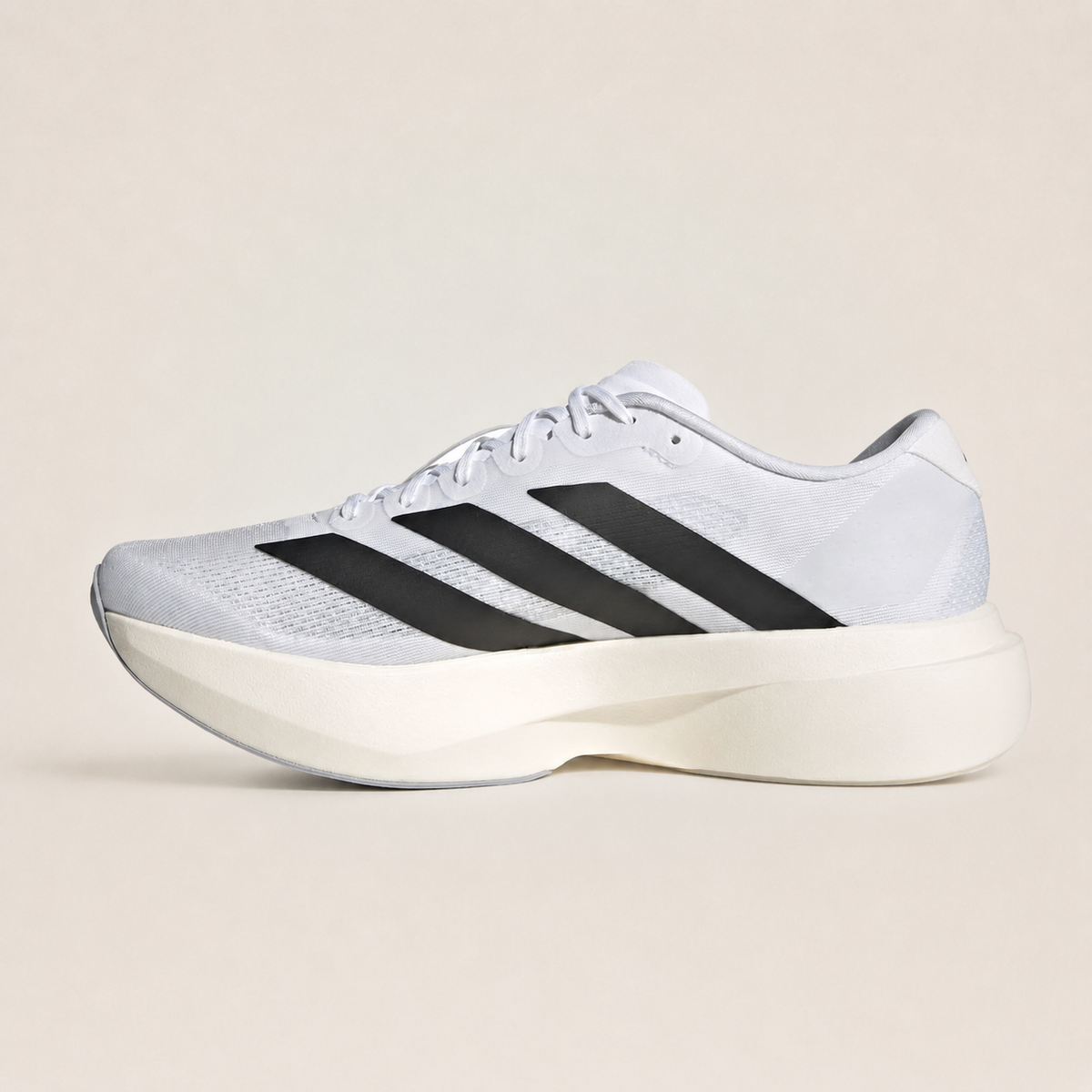 Adidas Adizero EVO SL White — medial side view on studio background