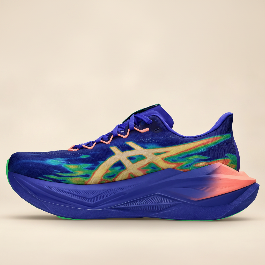 ASICS Superblast 3 Blue/Coral — medial studio view