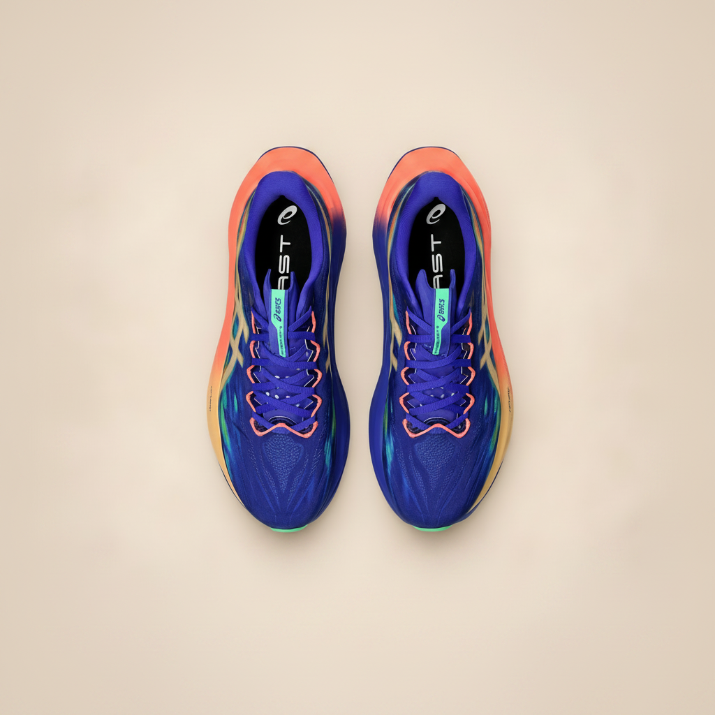 ASICS Superblast 3 Blue/Coral — top studio view