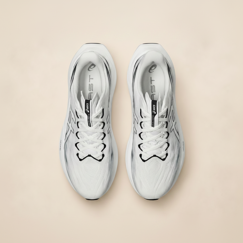 ASICS Superblast 3 White/Black — top studio view